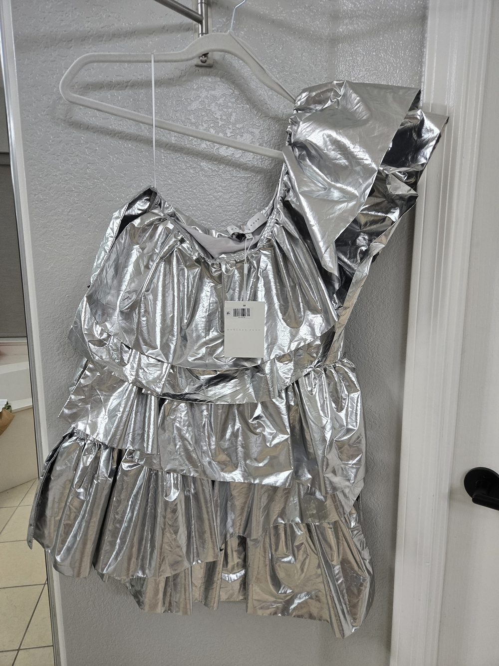 Endless Rose Metallic Silver Ruffle Dress - Picture 5 of 7